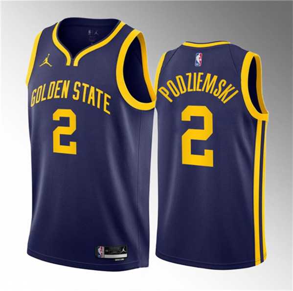 Mens Golden State Warriors #2 Brandin Podziemski Navy 2023 Draft Statement Edition Swingman Stitched Basketball Jersey Dzhi